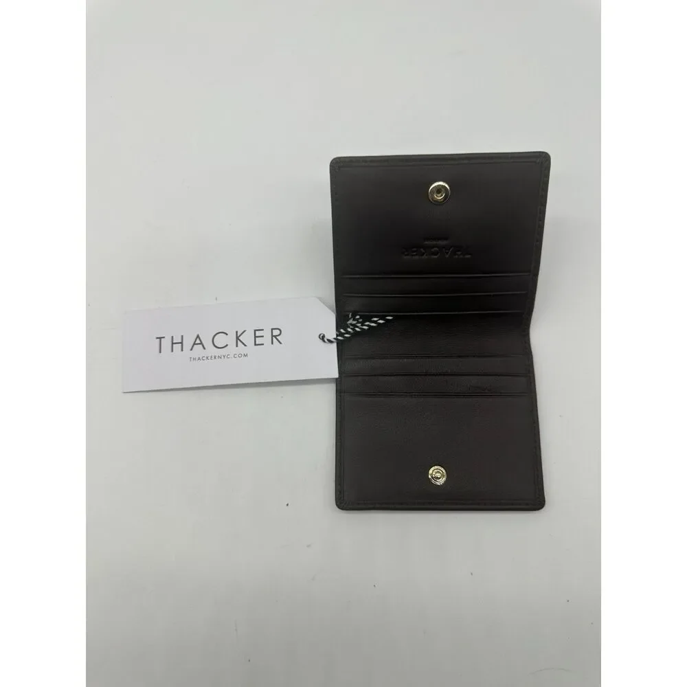Thacker Cassie Leather Card Case Foldable and Snap Espresso One Size NWT